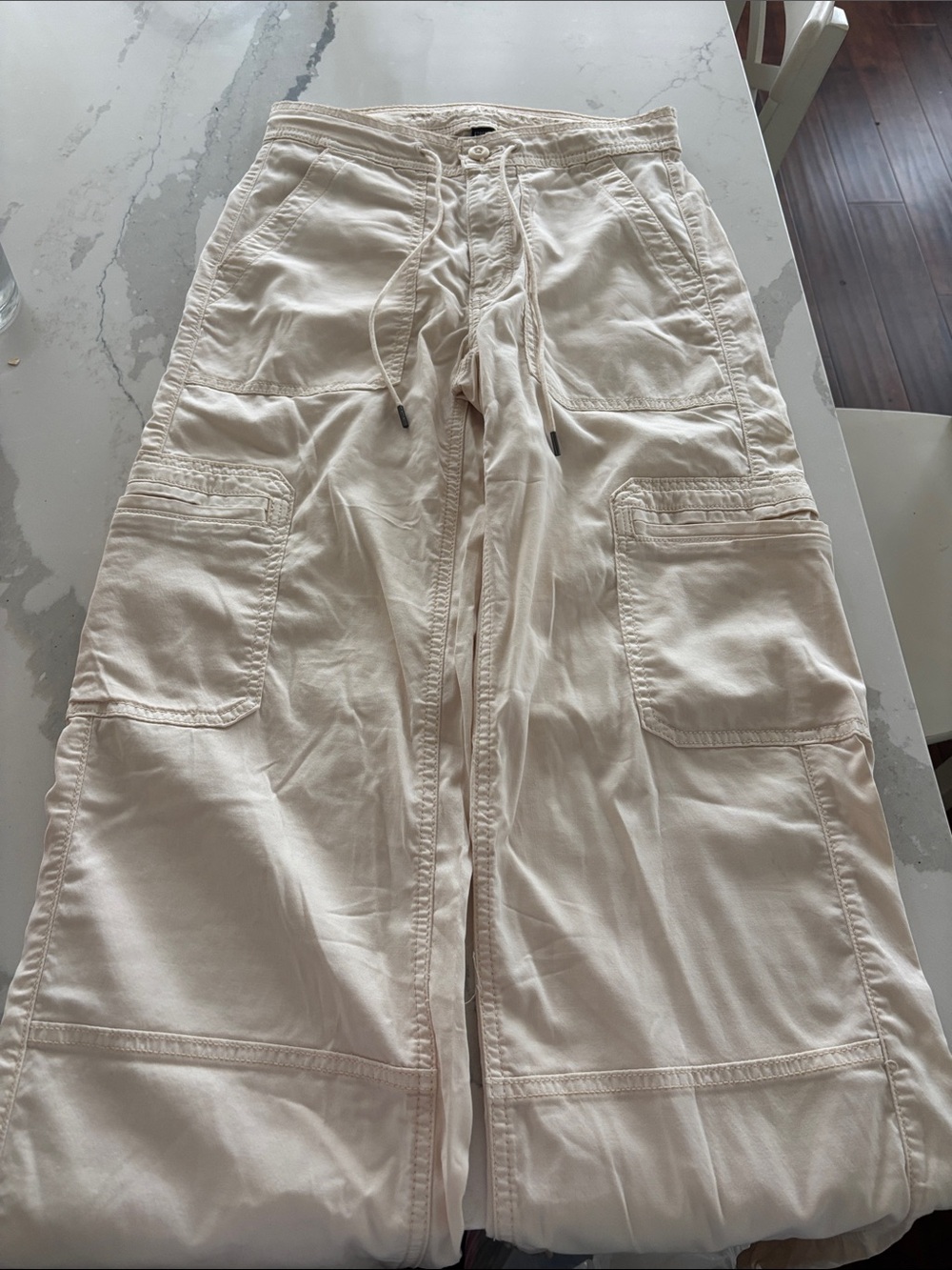 American Eagle Outfitters Women's Cream Cargo Jumpsuit Pants
